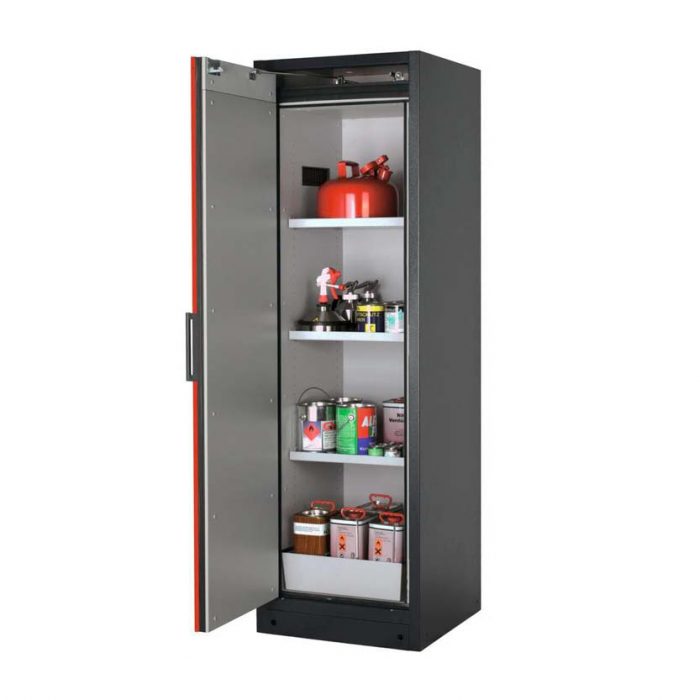 Brandsäkert kemikalieskåp Select W-63L-O bredd 600 mm, 3 hyllplan, vänsterhängd dörr - Röd