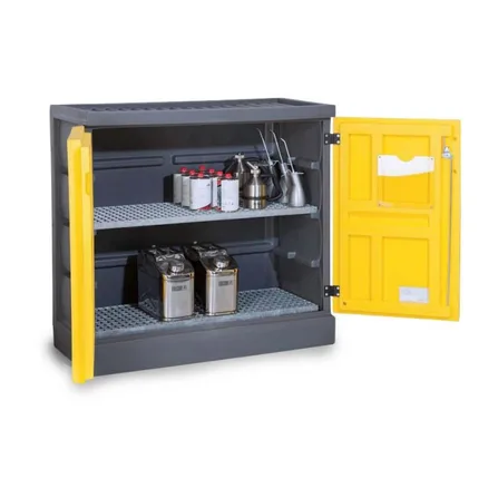Miljöskåp PolyStore PS 1211-2, med pardörrar och 2 gallerhyllor