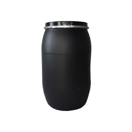 Plastfat 200 L, svart, UN, lock med spännring