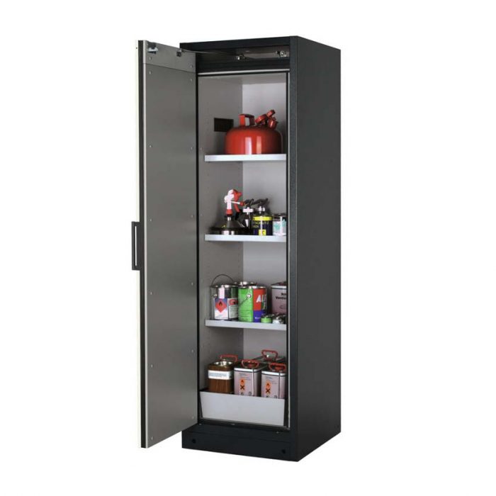 Brandsäkert kemikalieskåp Select W-63L-O bredd 600 mm, 3 hyllplan, vänsterhängd dörr - Vit