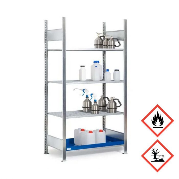 Kemikaliehylla GRG 1060 x 440 med 4 lagerplan - Grundutförande