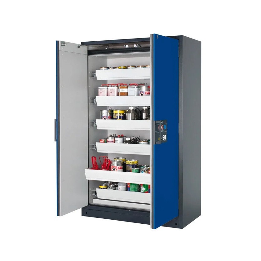 Brandsäkert kemikalieskåp Select W-126-O bredd 1200 mm, 6 utdragskar - Blå