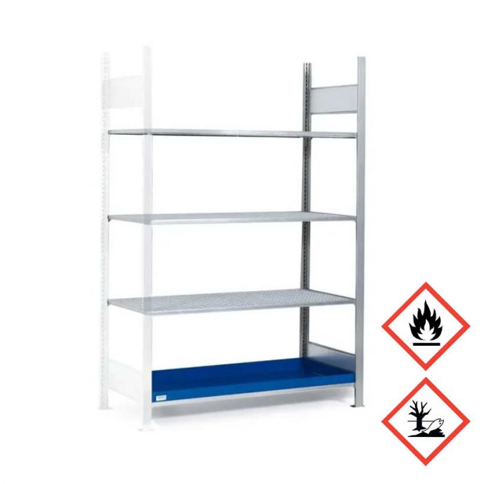Kemikaliehylla GRG 1360 x 640 med 4 lagerplan - Påbyggnadsdel