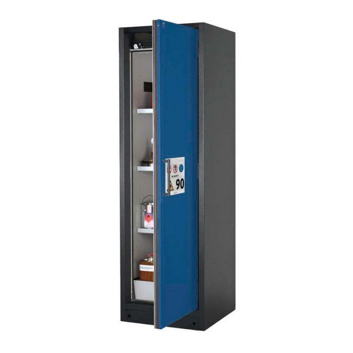 Brandsäkert kemikalieskåp Select W-63R bredd 600 mm, 3 hyllplan, högerhängd dörr - Blå