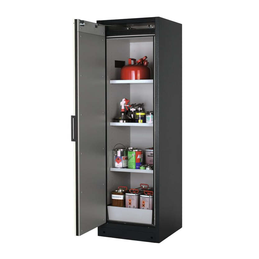 Brandsäkert kemikalieskåp Select W-63L bredd 600 mm, 3 hyllplan, vänsterhängd dörr - Vit