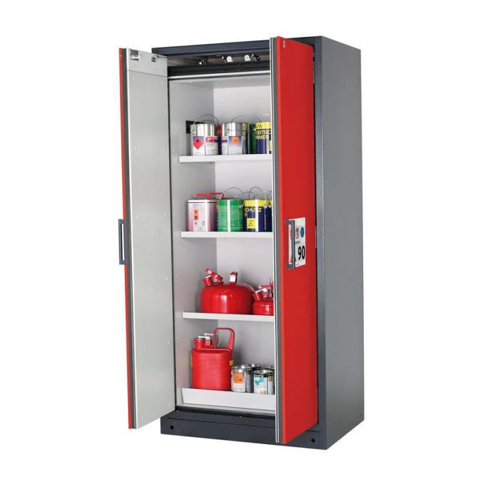 Brandsäkert kemikalieskåp Select W-93-O bredd 900 mm, 3 hyllplan - Röd