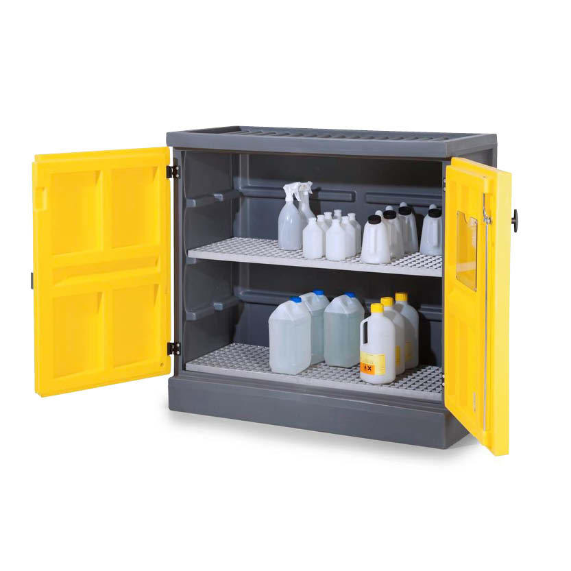 Miljöskåp PolyStore PS 1211-2, med pardörrar och 2 gallerhyllor - Rostfritt stål