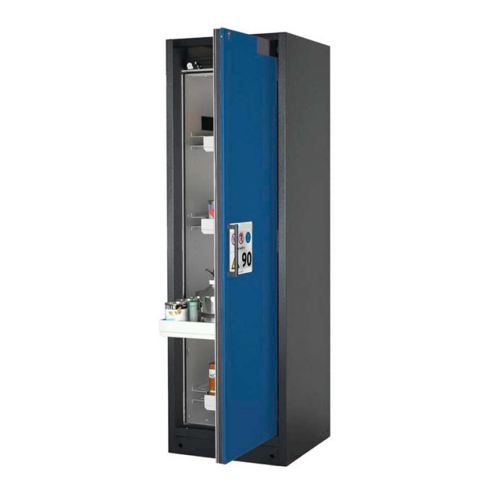 Brandsäkert kemikalieskåp Select W-64R-O bredd 600 mm, 4 utdragskar, högerhängd dörr - Silver