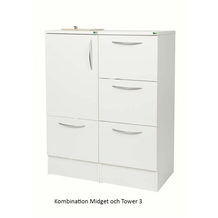 Källsorteringsmöbel Midget 100 L, med 1 inkast och 1 låda - Vit