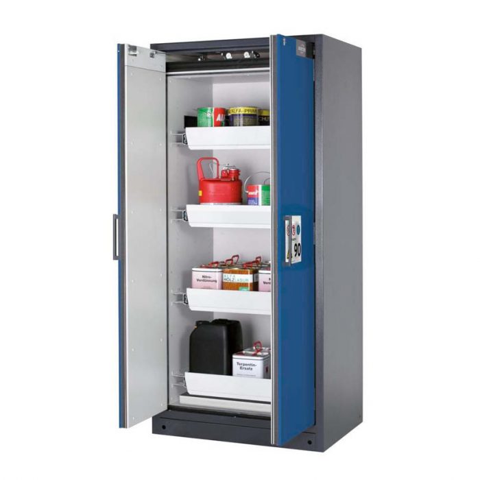 Brandsäkert kemikalieskåp Select W-94-O bredd 900 mm, 4 utdragskar - Blå