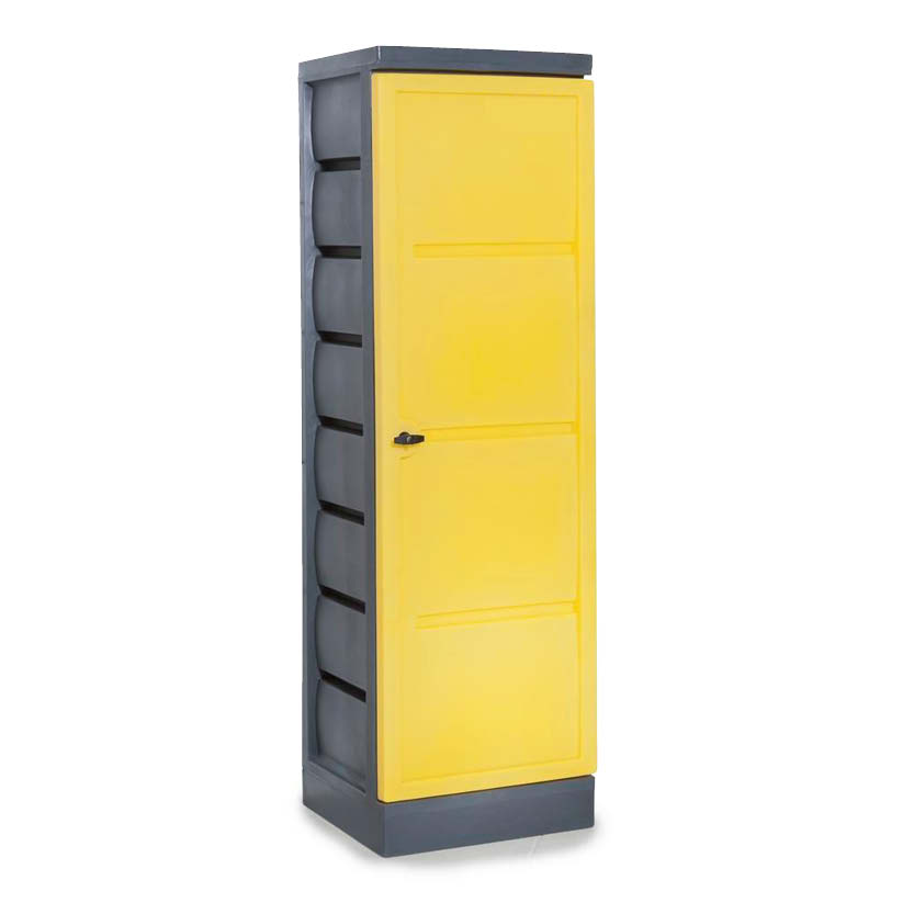 Miljöskåp PolyStore PS 620-4, med enkeldörr och 4 gallerhyllor - Rostfritt stål