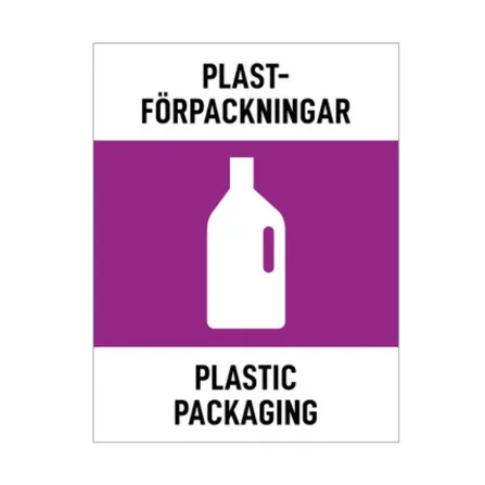 Källsorteringsdekal - Plastförpackningar - 130 x 170 mm