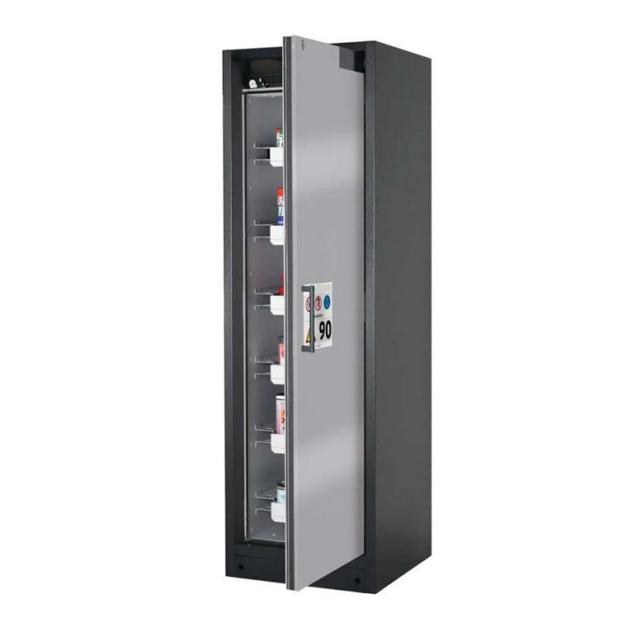 Brandsäkert kemikalieskåp Select W-66R bredd 600 mm, 6 utdragskar, högerhängd dörr - Silver