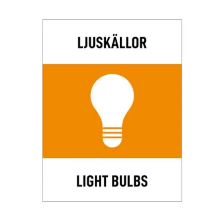 Källsorteringsdekal - Ljuskällor - 130 x 170 mm