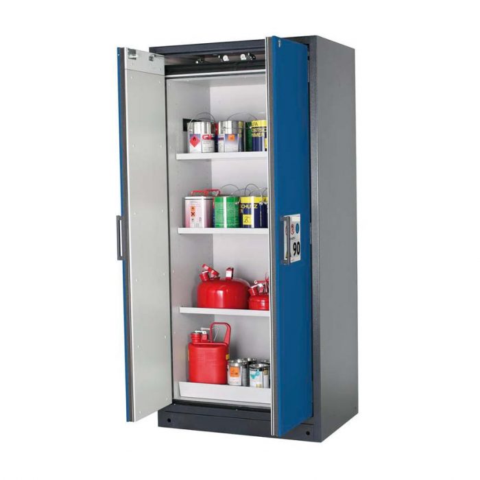 Brandsäkert kemikalieskåp Select W-93-O bredd 900 mm, 3 hyllplan - Blå