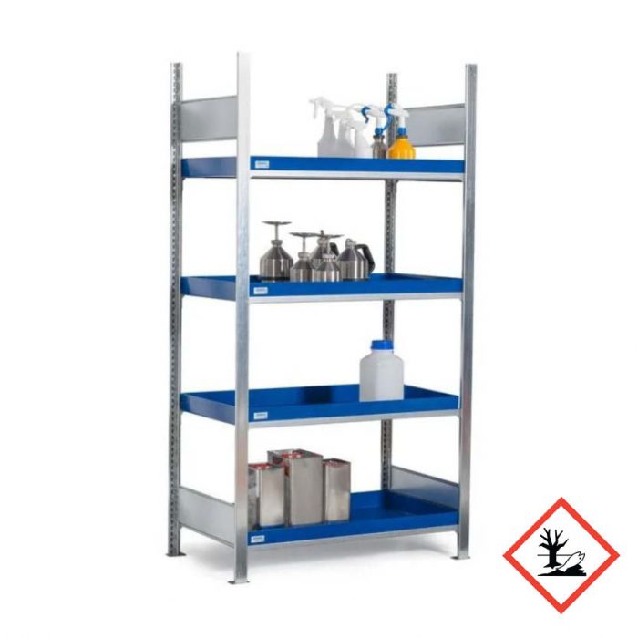 Kemikaliehylla GRW 1060 x 440 med 4 lagerplan - Grundutförande