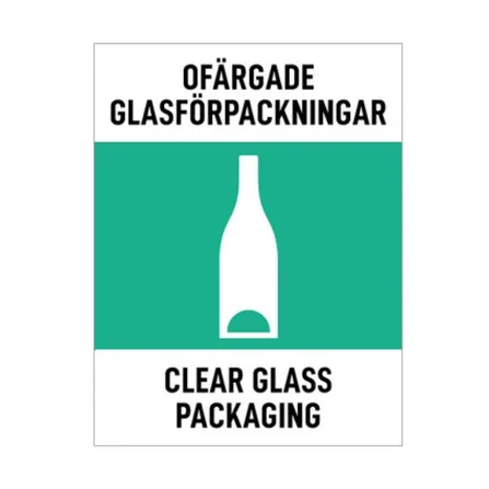Källsorteringsdekal - Ofärgade glasförpackningar - 130 x 170 mm