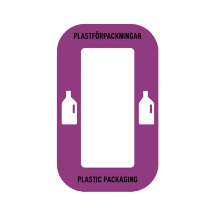 Källsorteringsdekal - Plastförpackningar - passar möbel Multi