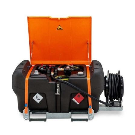 Mobil bensintank 330 L Premium, med 12V pump och slangvinda
