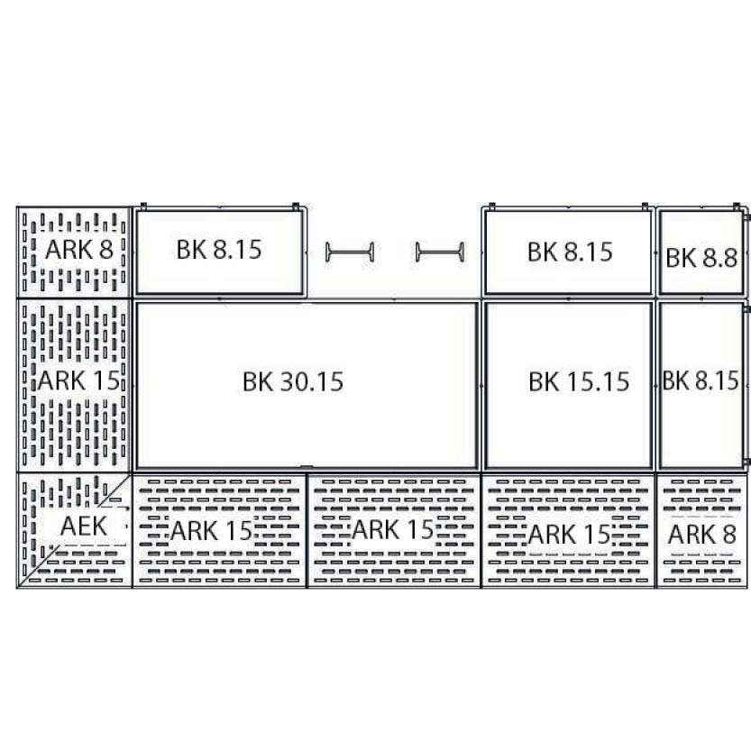 Arbetsgolv BK15.15 av PE, en sektion med mått 1500x1500x150 mm - Förzinkat