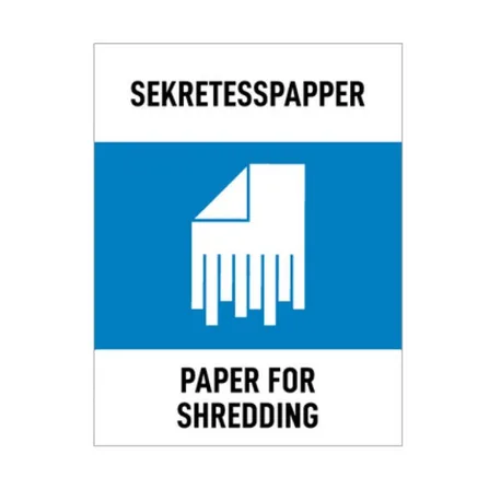 Källsorteringsdekal - Sekretesspapper - 130 x 170 mm