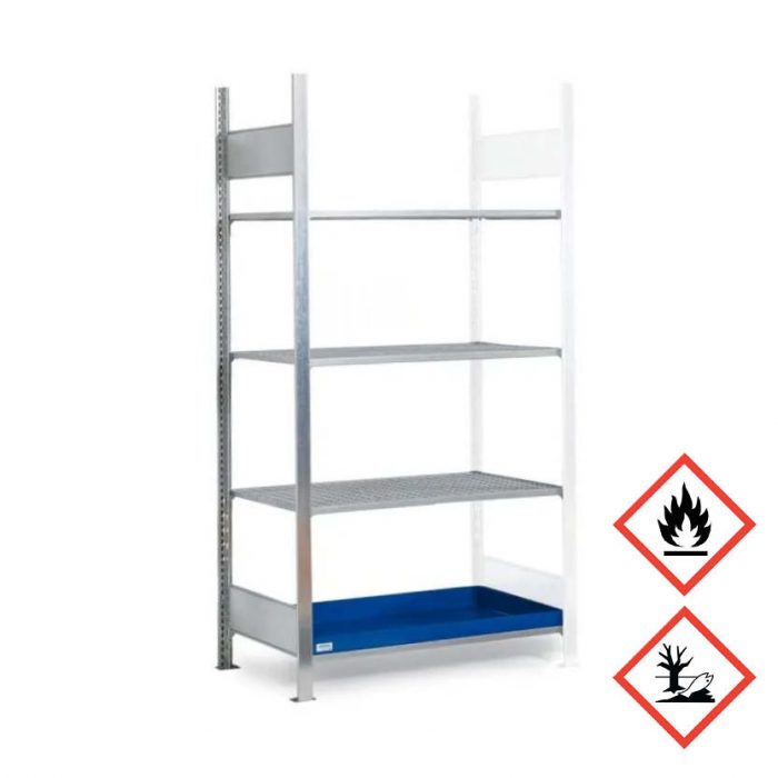 Kemikaliehylla GRG 1060 x 440 med 4 lagerplan - Påbyggnadsdel
