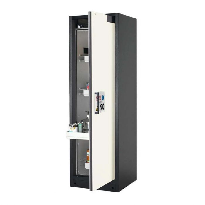 Brandsäkert kemikalieskåp Select W-64R bredd 600 mm, 4 utdragskar, högerhängd dörr - Vit