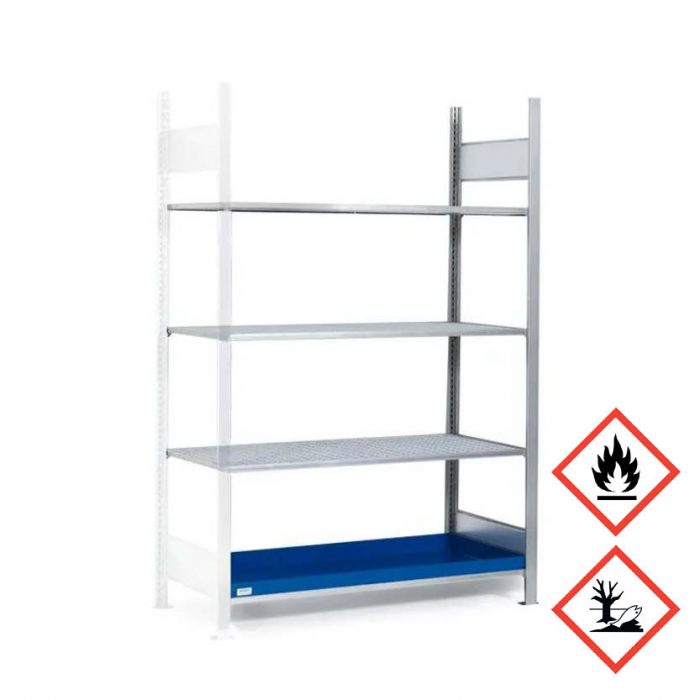 Kemikaliehylla GRG 1360 x 440 med 4 lagerplan - Påbyggnadsdel
