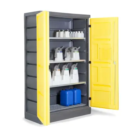 Miljöskåp PolyStore PS 1220-3.1, med pardörrar, 3 utdragskar och 1 gallerhylla