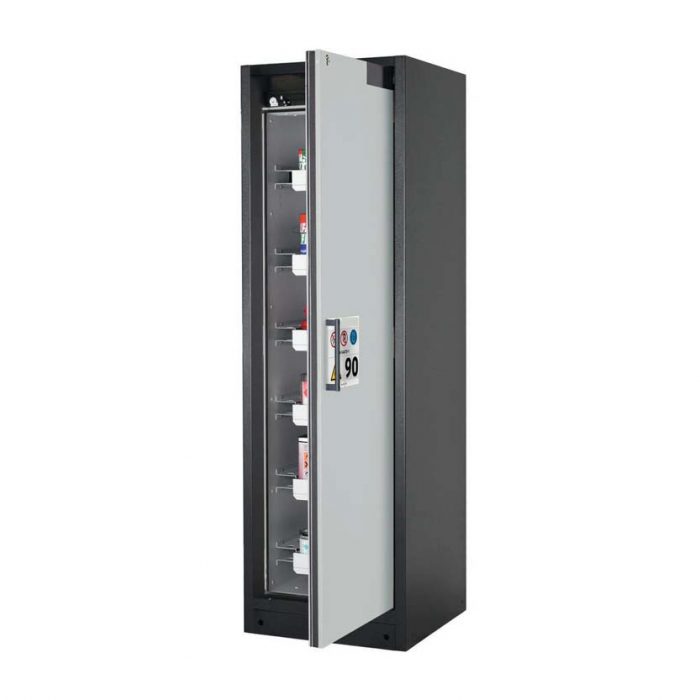 Brandsäkert kemikalieskåp Select W-66R-O bredd 600 mm, 6 utdragskar, högerhängd dörr - Vit