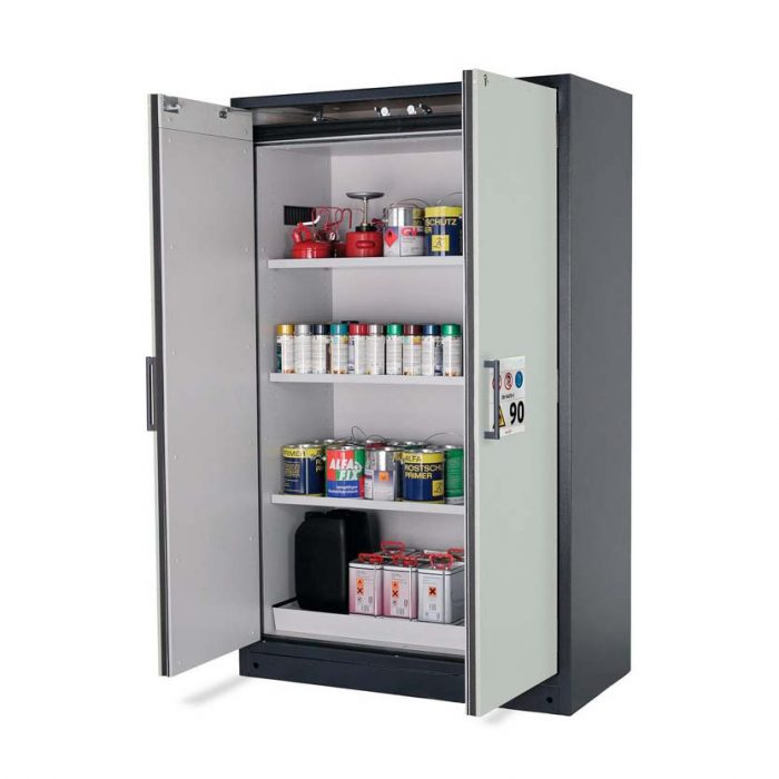 Brandsäkert kemikalieskåp Select W-123-O bredd 1200 mm, 3 hyllplan - Grå