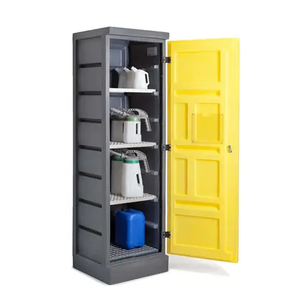 Miljöskåp PolyStore PS 620-4, med enkeldörr och 4 gallerhyllor