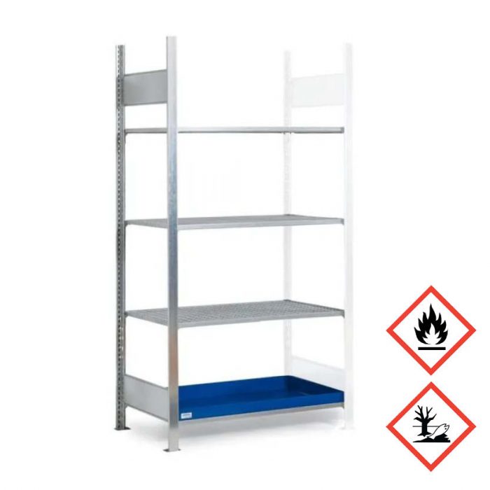 Kemikaliehylla GRG 1060 x 640 med 4 lagerplan - Påbyggnadsdel