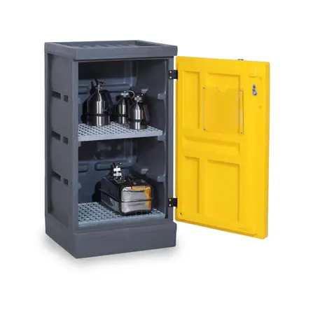 Miljöskåp PolyStore PS 611-2, med enkeldörr och 2 gallerhyllor