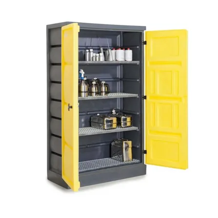 Miljöskåp PolyStore PS 1220-4, med pardörrar och 4 gallerhyllor
