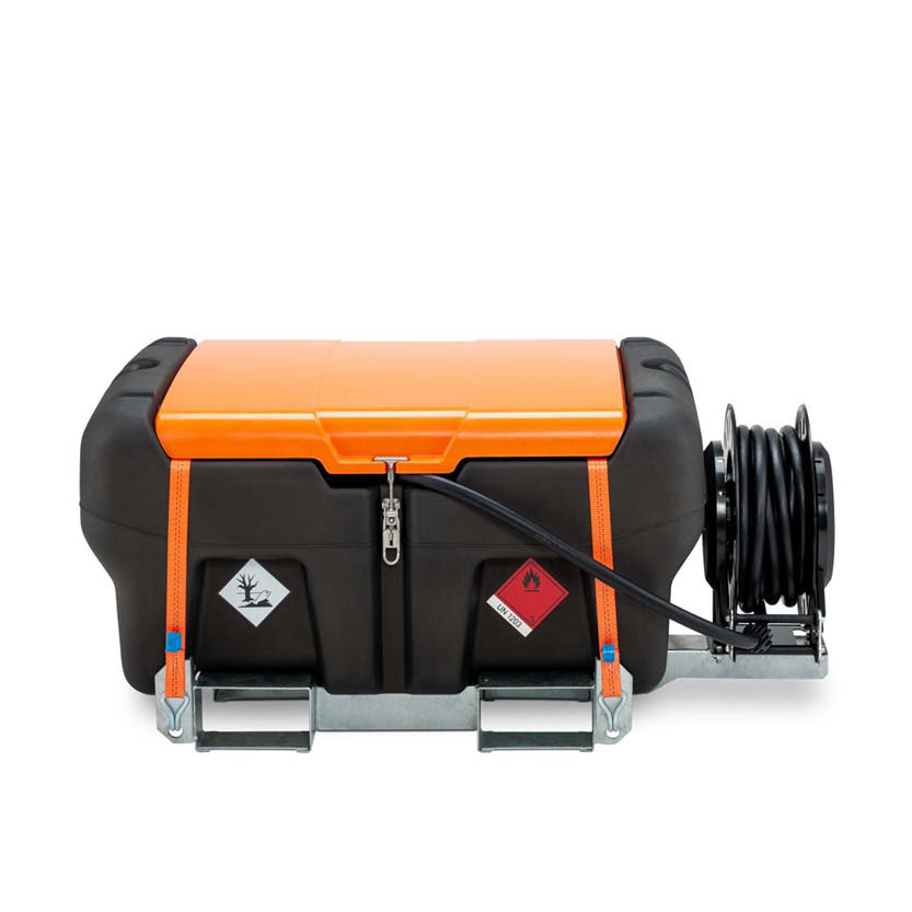 Mobil bensintank 330 L Premium, med 12V pump och slangvinda