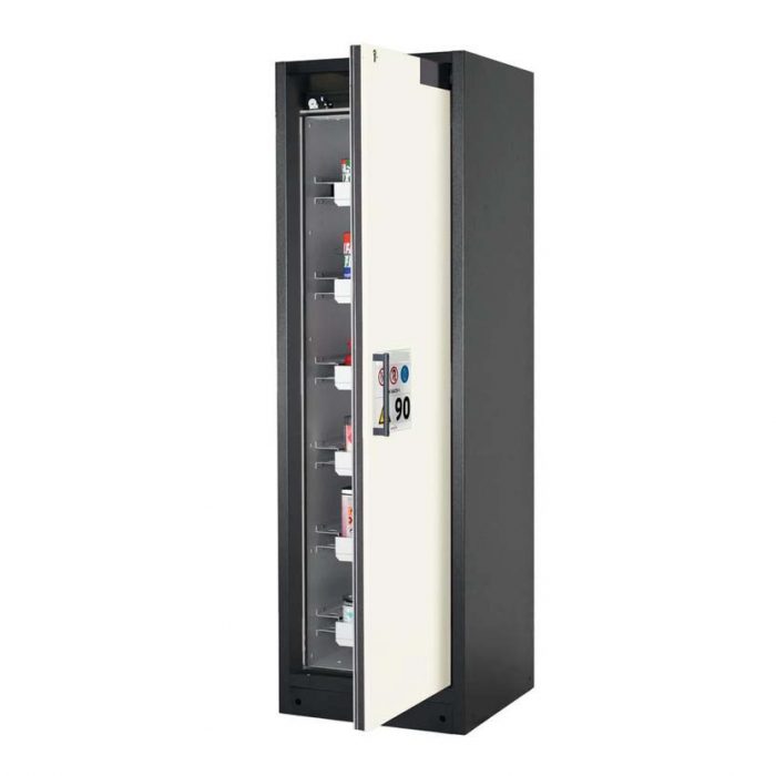 Brandsäkert kemikalieskåp Select W-66R bredd 600 mm, 6 utdragskar, högerhängd dörr - Vit