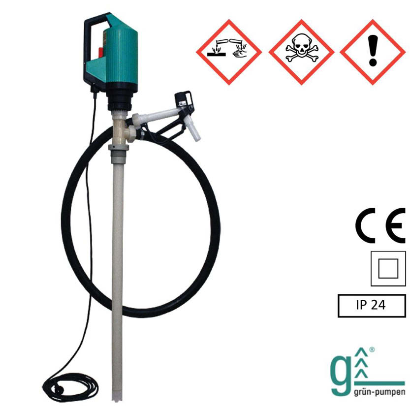 Pumpset PVDF, fatpump med varvtalsreglerad motor - 1000 mm
