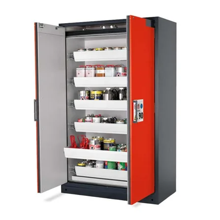 Brandsäkert kemikalieskåp Select W-126 bredd 1200 mm, 6 utdragskar