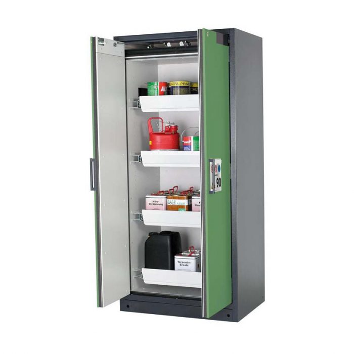 Brandsäkert kemikalieskåp Select W-94-O bredd 900 mm, 4 utdragskar - Grön