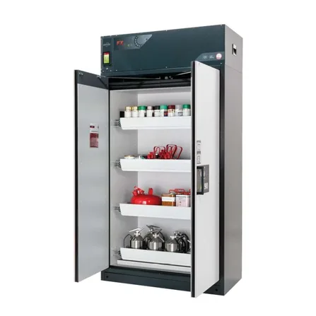 Brandklassat kemikalieskåp Custos E-124 med fyra utdragskar och ventilation