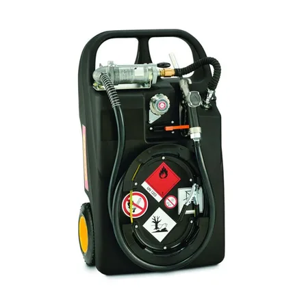 Mobil bensintank 60 L, kärra med hjul och manuell pump