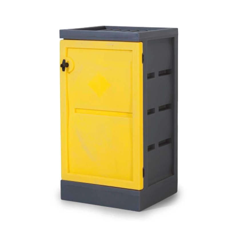 Miljöskåp PolyStore PS 611-2, med enkeldörr och 2 gallerhyllor - Rostfritt stål
