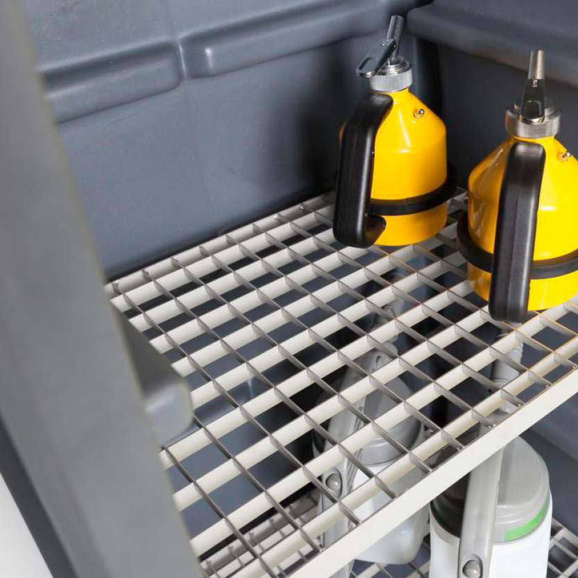 Miljöskåp PolyStore PS 620-4, med enkeldörr och 4 gallerhyllor - Rostfritt stål