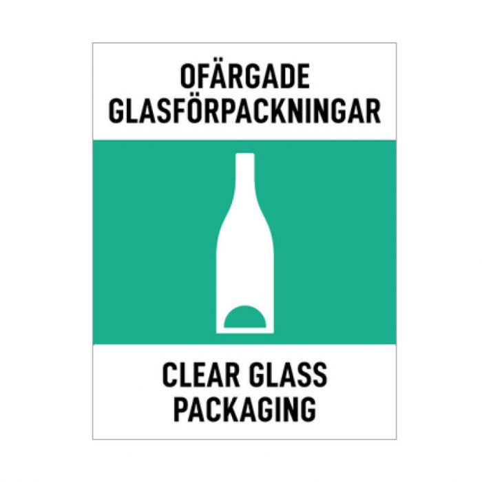 Källsorteringsdekal - Ofärgade glasförpackningar - 130 x 170 mm